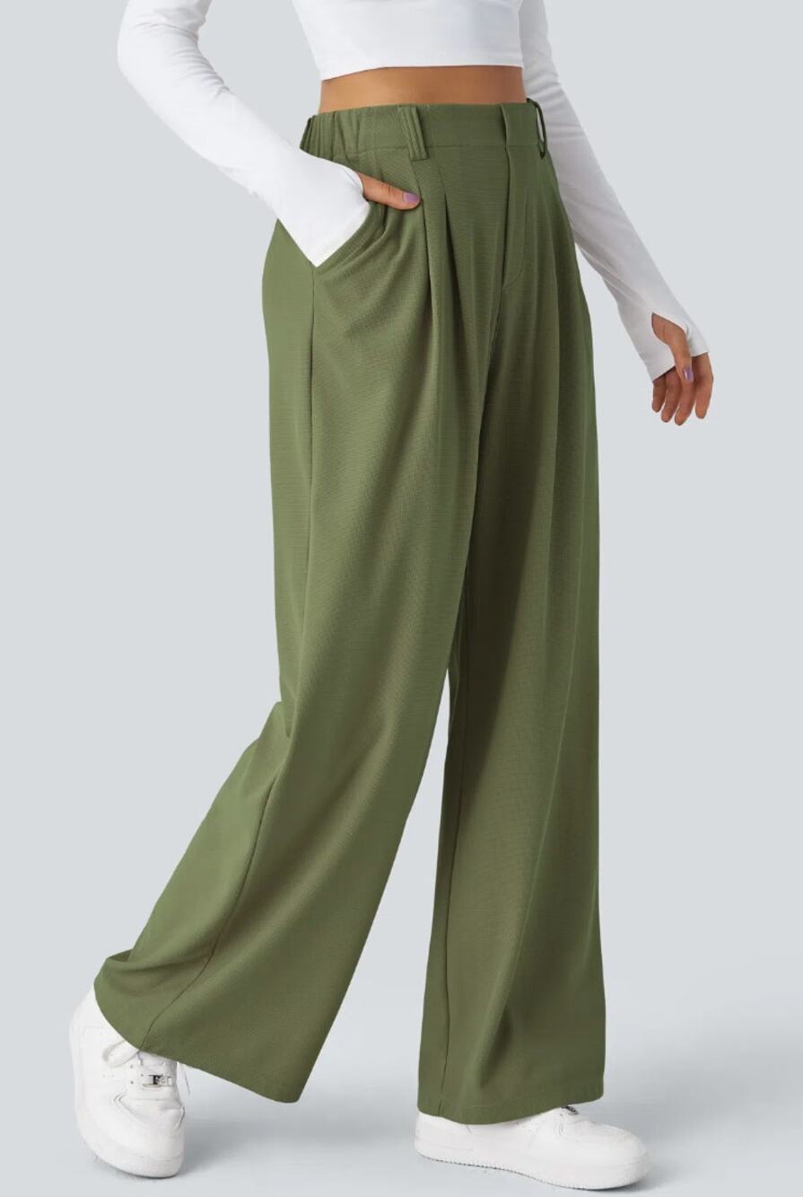 Halara Flex High Waisted Pocket Wide Leg Waffle Work Pants